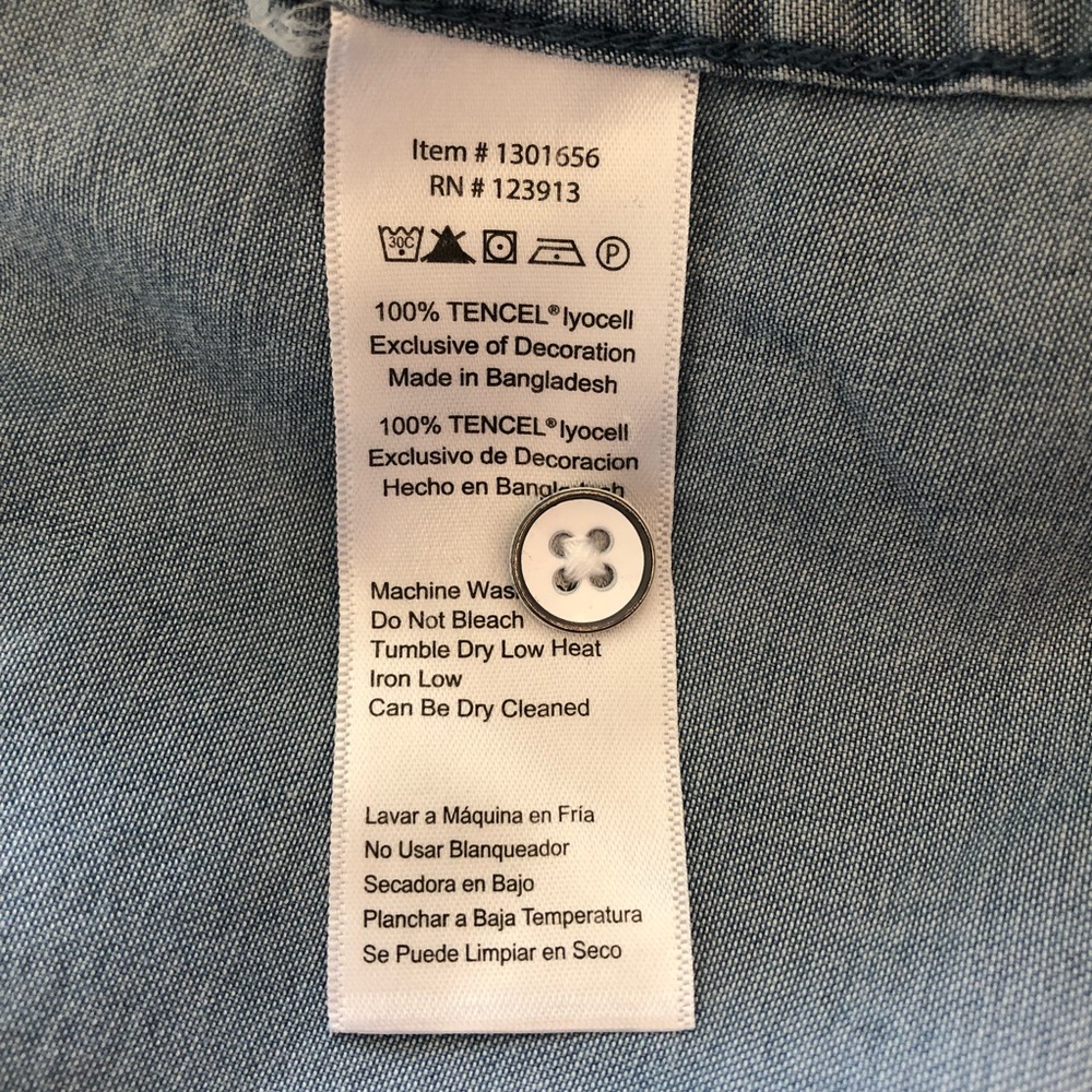 Jachs Girlfriend Palm Print Button Front Blue Cha… - image 5